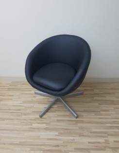 Tub Chair - Black Leather